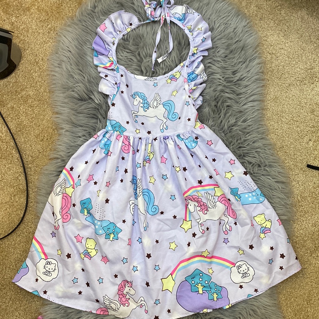 Open Back Unicorn Dress Ruffles